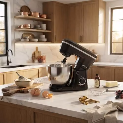 Alivio 1500W Heavy Duty Stand Mixer with 5L Stainless Steel Bowl, 10+ Speed Control, Black