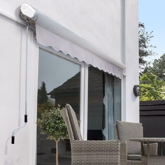 Primrose Full Cassette Electric Patio Awning with 3m Canopy in Silver and Grey