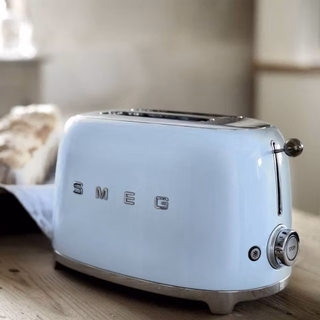 Smeg TSF01 Retro 2 Slice Toaster in Blue Stainless Steel