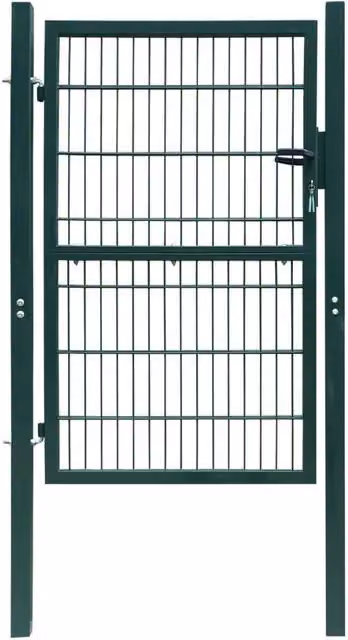 Berkfield Home Single 2D Steel Swing Fence Gate, Green, W: 106 cm, H: 210 cm