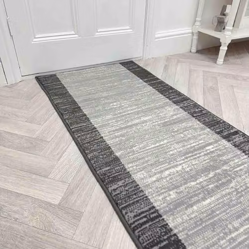 runrug Soft and Luxurious Hallway Runner Rug in Grey, W: 60 cm, L: 330 cm