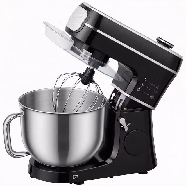HOMCOM Black Tilt-Head Stand Mixer with 6L Capacity, 1400W Power, 11 Speeds, Pulse and Fermentation Functions and LED Display