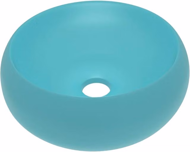 Berkfield Home Round Ceramic Countertop Wash Basin in Matt Light Green, W/D/H: 40 x 40 x 15 cm