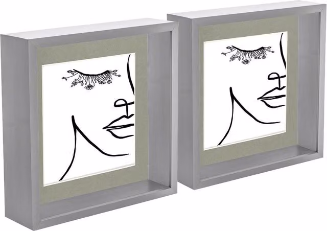 Nicola Spring Pack of 5 Grey 3D Deep Box Square Photo Frames with 6 x 6 inch Mounts, 8 x 8 inch Frame Size