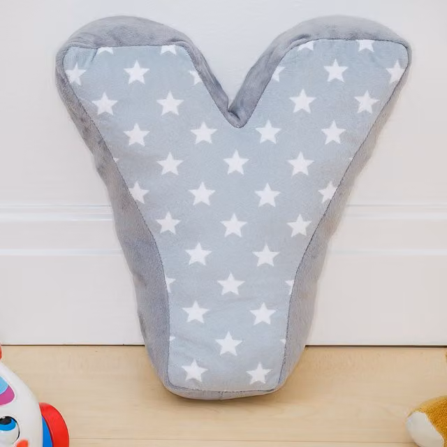 Echo Three Graphic Letter Y Childrens Cushion in Grey and White