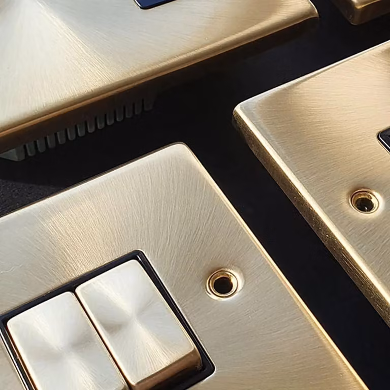 SE Home Gold Satin Brushed Brass Twin Telephone Socket Flush Plate