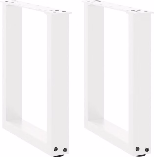 Berkfield Home U-Shaped Steel Coffee Table Legs, 2 Pieces, White, H: 38 cm, W: 43 cm, D: 43 cm