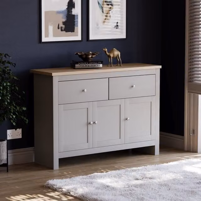 Vida Designs Arlington 2 Drawer 3 Door Sideboard in Grey
