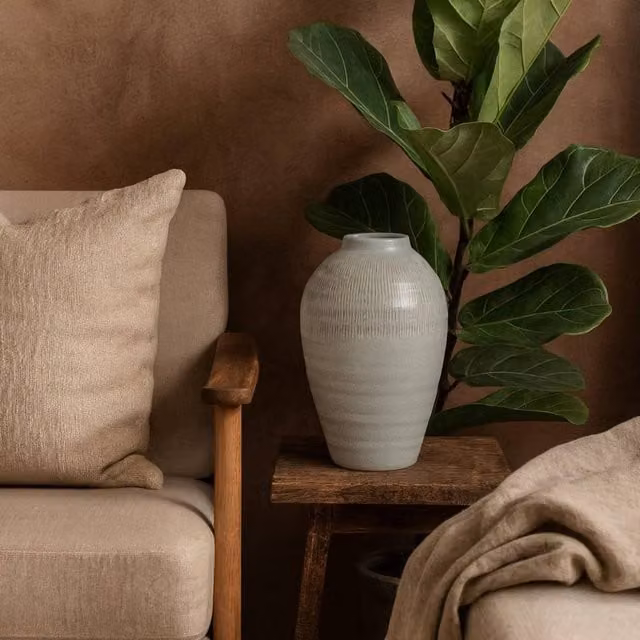 Wyld Haus Terravine Olpe Ceramic Vase, White, H: 30 cm, W: 21 cm, D: 21 cm