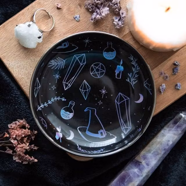 Uniqueful Black Ceramic Crystal Witch Trinket Dish