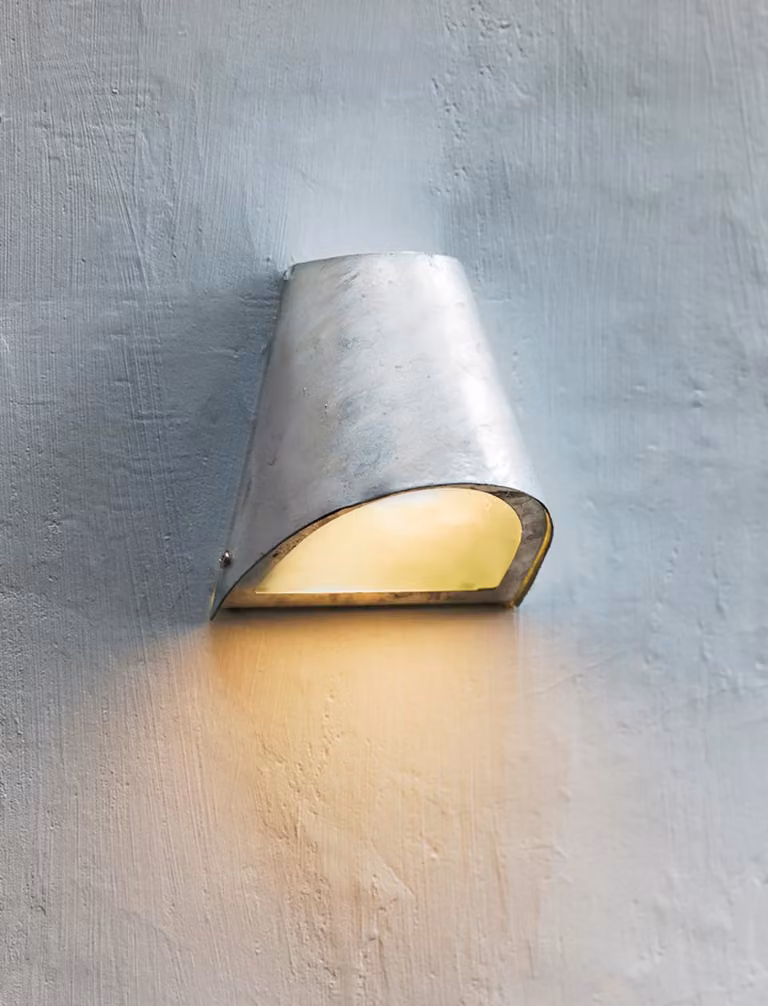 St Ives Funnel Light in Silver Metal and Glass for Wall or Path Lighting