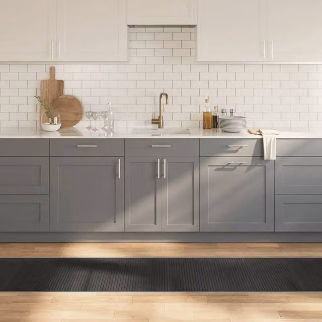 Berkfield Home Rectangular Bamboo Rug in Dark Grey, W: 60 cm, L: 1000 cm