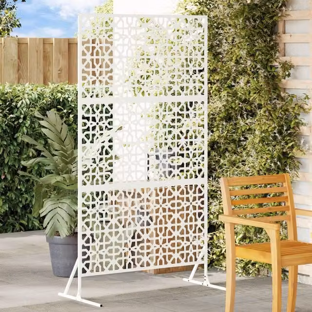 Berkfield Home White Steel Privacy Screen, W: 100 cm, D: 50 cm, H: 180 cm