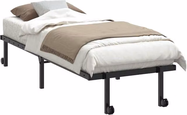 Berkfield Home Elegant Foldable Rollaway Bed Frame in Black Metal, W/D/H: 80 x 200 cm