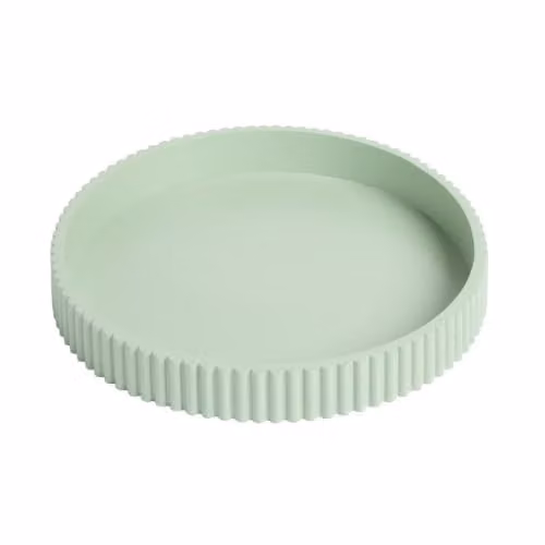 OHS Round Ribbed Decorative Tray in Green, Diameter: 28 cm