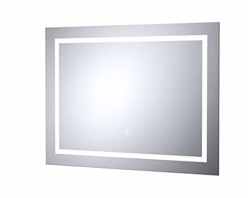 nuie LQ506 Modern Wall Hung LED Bathroom Mirror with Touch Sensor and Demister, W: 60 cm, H: 80 cm, Silver