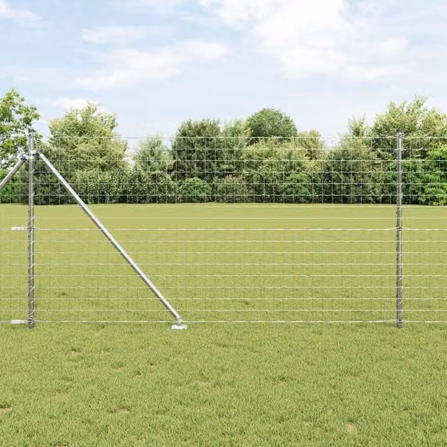 Berkfield Home Euro Fence in Silver Galvanised Steel with 13 Spike Posts, 1 x 25 m