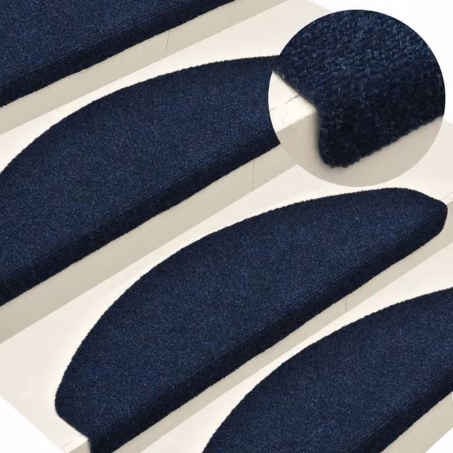 Berkfield Home Self-adhesive Stair Mats, 10 Pack, Navy Blue, W/D/H: 65 x 21 x 4 cm