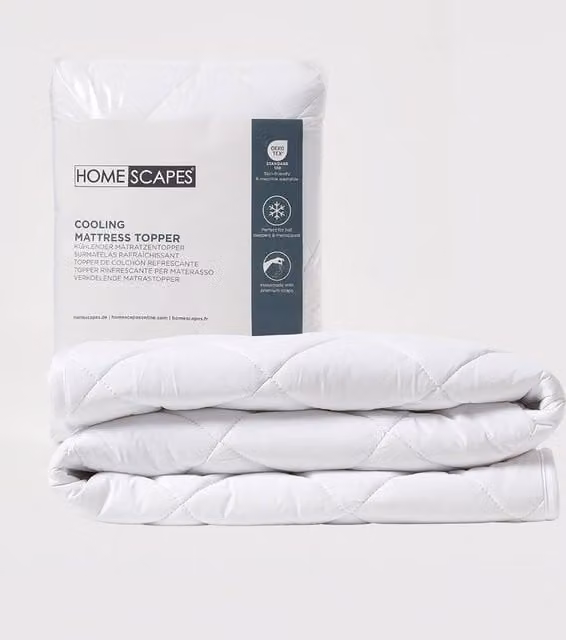 Homescapes Cooling Mattress Topper, White, Super King, W/D/H: 180 x 200 x 9 cm