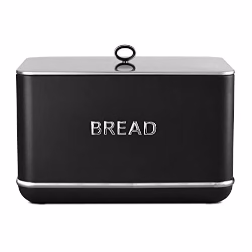 Tower Renaissance Bread Bin in Black, 16L Capacity, W/D/H: 35.5 x 25.0 x 23.5 cm
