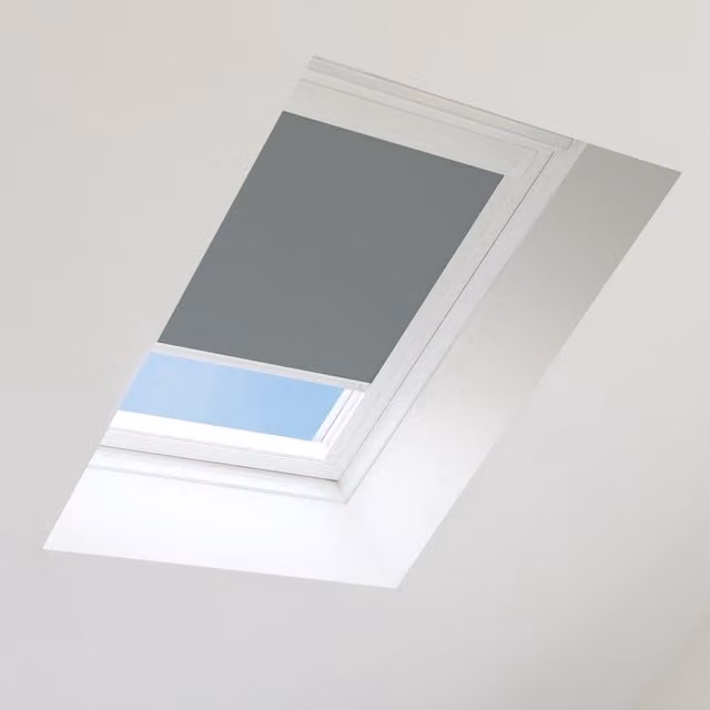 Bloc Blinds Blackout Skylight Blind for Velux Roof Window MK08, Dark Grey, White Frame, 60 cm
