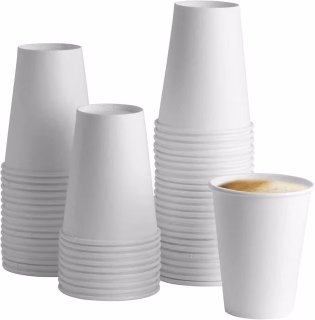 ECONX White Disposable Single Wall Paper Cups for Cold Coffee and Takeaway Drinks, 12oz, 500 Pieces