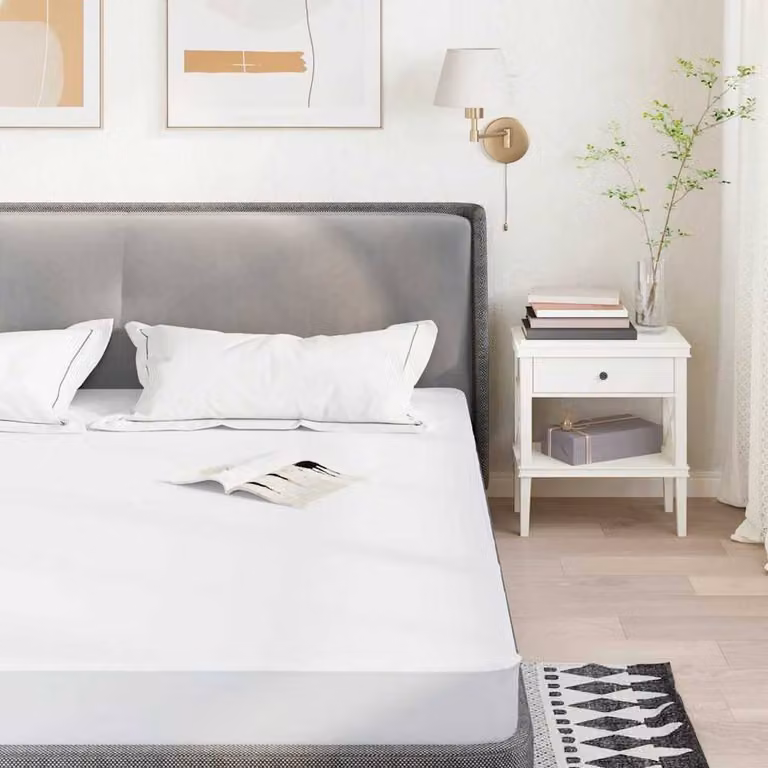 Berkfield Home Waterproof and Breathable White Microfibre Mattress Protector W/D/H: 180 x 200 cm