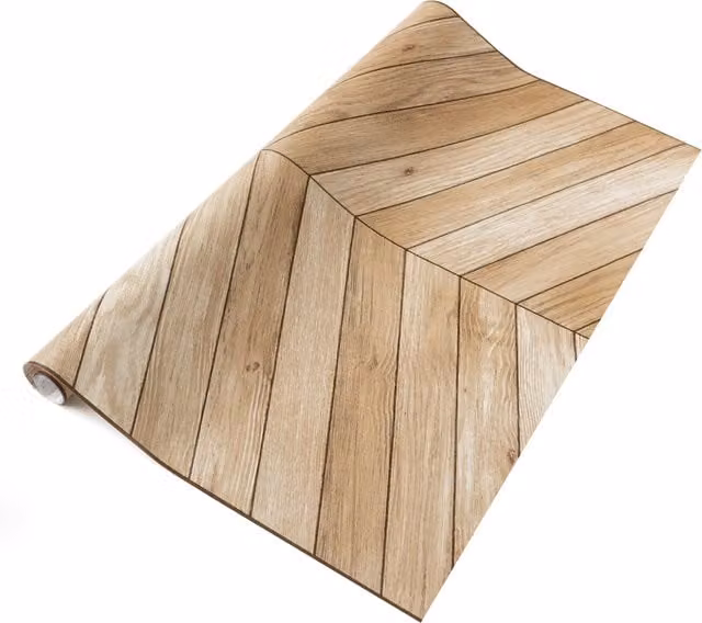 dc fix Chevron Natural Self Adhesive Vinyl Wrap for Kitchen Doors and Worktops, Beige and Brown, W: 67.5 cm, L: 15 m