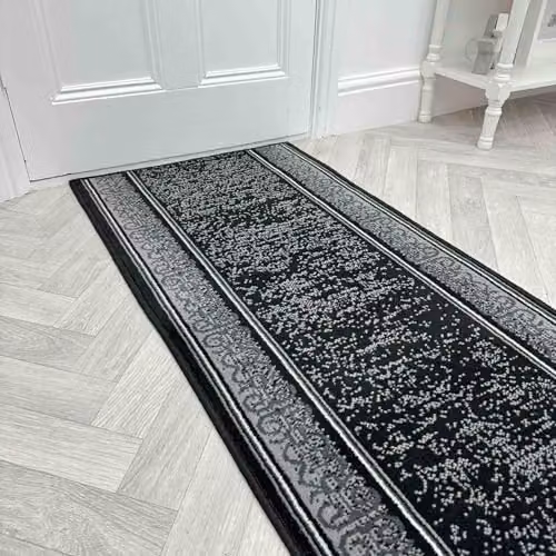 runrug Tribal Ethnic Hallway Runner Rug, Black, W: 60 cm, L: 420 cm