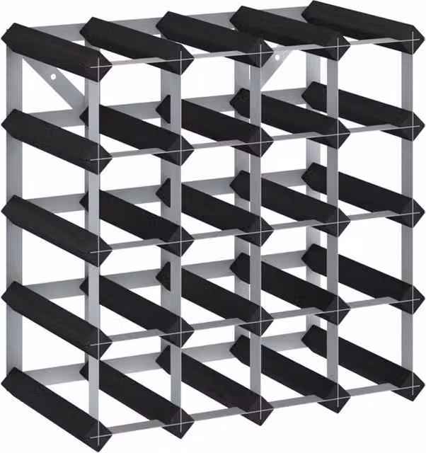 Berkfield Home Rustic Black Solid Pine Wood Wall Mounted Wine Rack for 20 Bottles