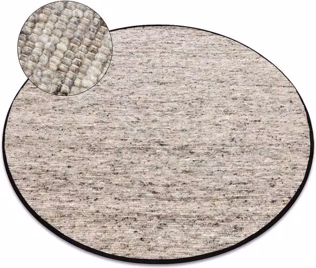 RugsX Nepal Round Grey Wool Rug, Diameter: 120 cm
