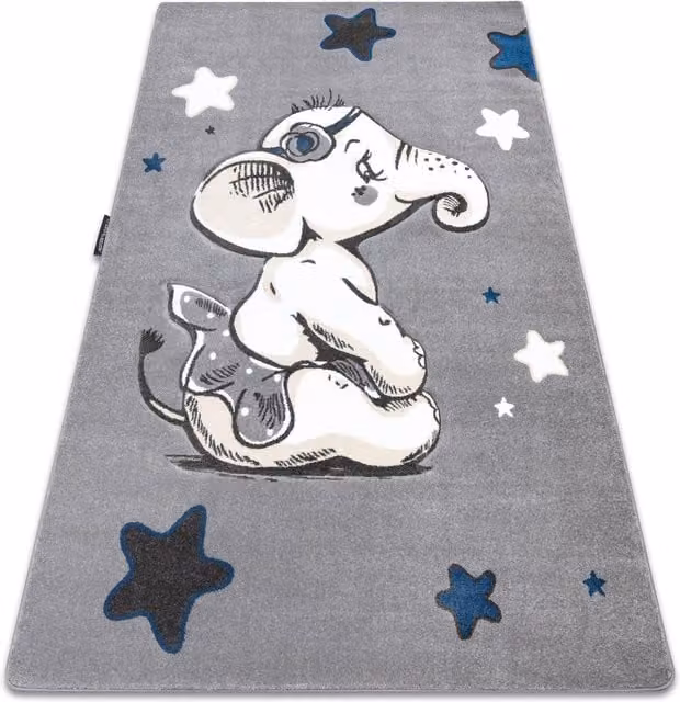 RugsX Petit Grey Kids Motif Rectangular Rug, W: 140 cm, D: 190 cm