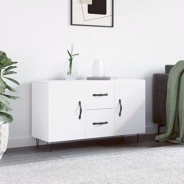 Berkfield Home Modern White Matt Sideboard, W/D/H: 100 x 36 x 60 cm