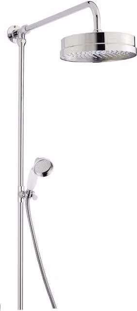 Balterley Luxury Rigid Riser Shower Kit with Fixed Head and Handset in Chrome and Silver