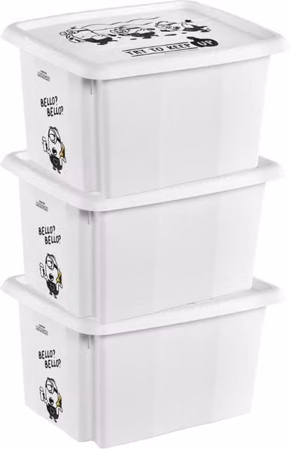 Keeeper Set of 3 Minions Stackable Turning Storage Boxes, 15L, Grey and White
