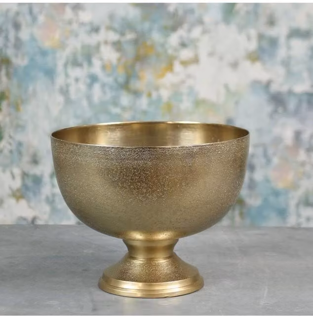 KDMD Gold Mayfair Small Round Metal Pedestal Bowl