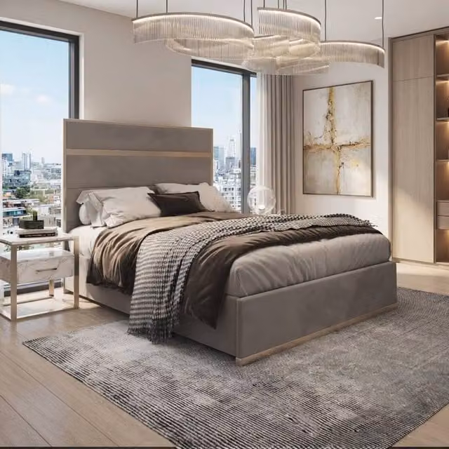 Casani Flookburgh Single Upholstered Velvet Bed Frame in Grey with Metal Details, W/D/H: 90 x 190 cm