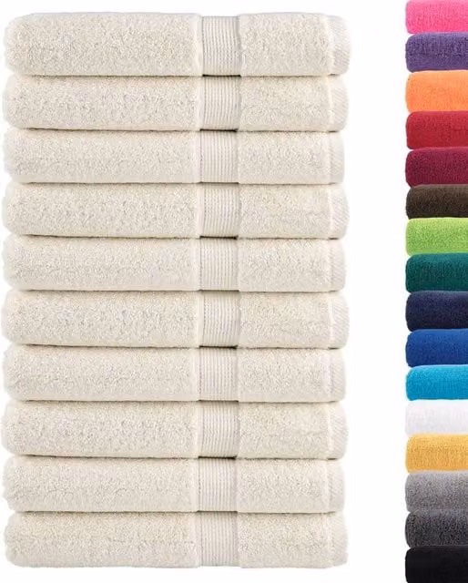 Berkfield Home SOLUND Premium Cotton Terry Towels, 10 Piece Set, Beige, W: 100 cm, L: 200 cm, 600 gsm