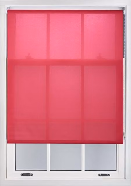 Furnished Pink Semi-Transparent Polyester Roller Blinds with Chain, Width: 145 cm, Height: 165 cm