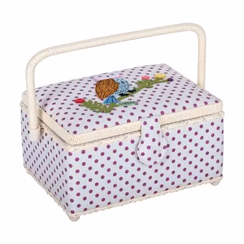 Hobby Gift Medium Applique Owl Sewing and Craft Storage Box with Lid, W/D/H: 24.5 x 14.5 x 14.5 cm