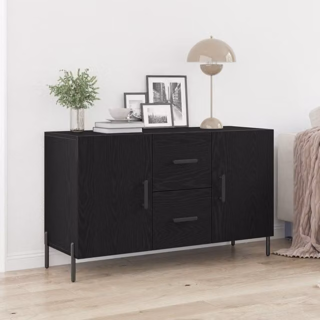 Berkfield Home Black Oak Sideboard, W/D/H: 100 x 36 x 60 cm
