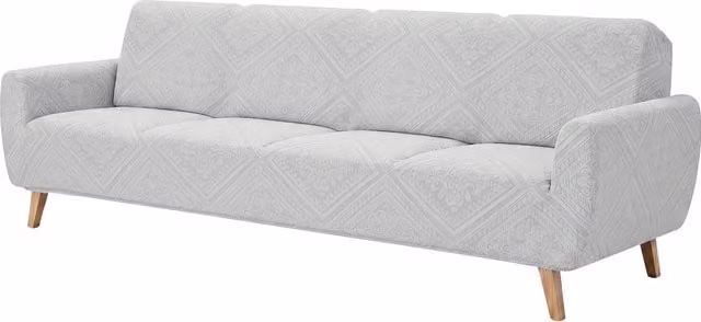 Livingandhome High Stretch Anti-slip Full-Coverage Jacquard Sofa Cover with Foam Rods, Grey, Width: 145-185 cm