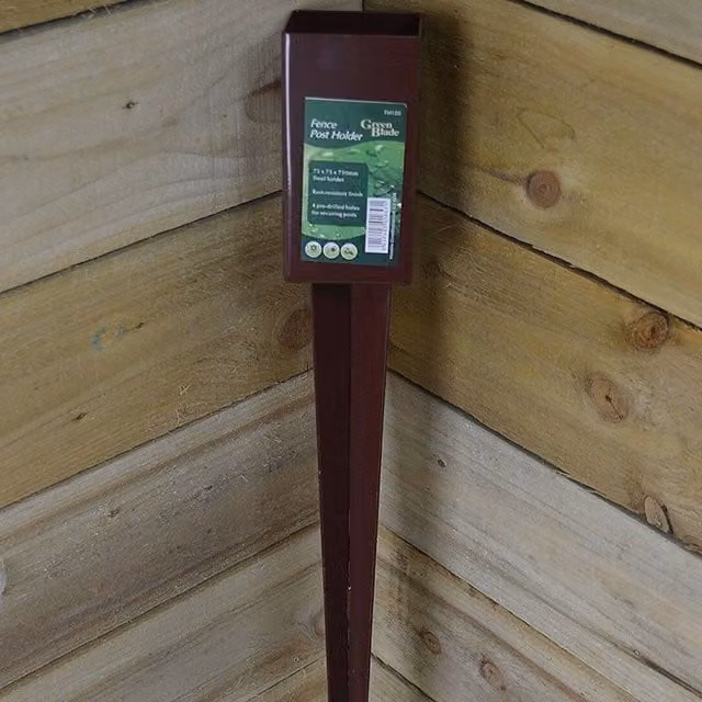 Garden Mile Brown Square In-Ground Fence Post Holder Spike Pack of 4