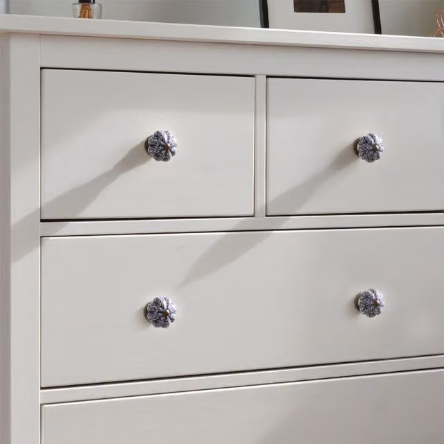 Nicola Spring Blue Porcelain Ceramic Cabinet Knobs with Threaded Stem, Pack of 24