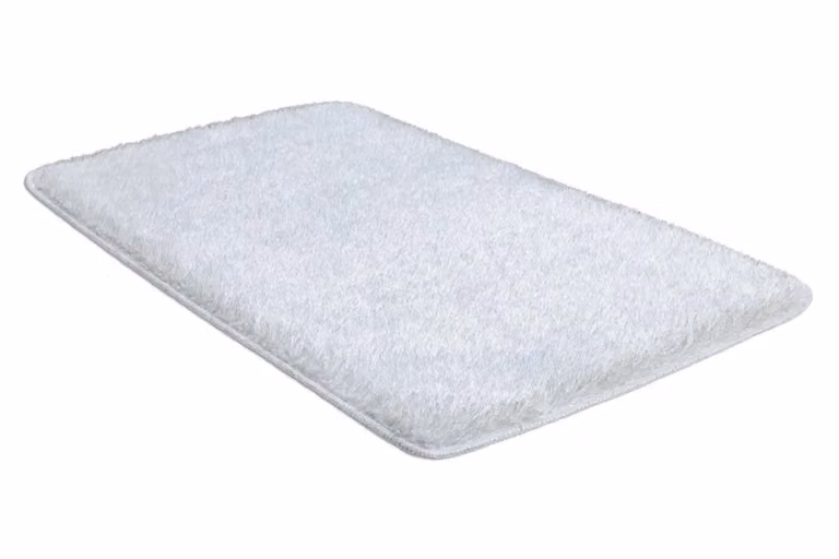 RugsX White Rectangular Bath Mat, W: 50 cm, D: 80 cm, H: 1 cm