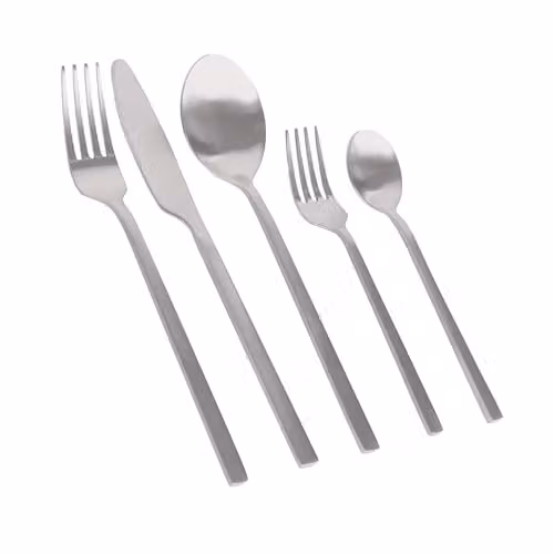 Argon Tableware 40 Piece Polished Silver Stainless Steel Cutlery Set for 8 People