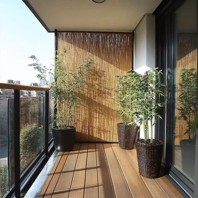 Brown Woven Bamboo Cane Fencing Screening Roll, W: 400 cm, H: 120 cm
