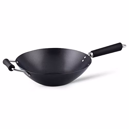 Ken Hom Excellence Non-Stick Carbon Steel Wok, Black, Diameter: 31 cm