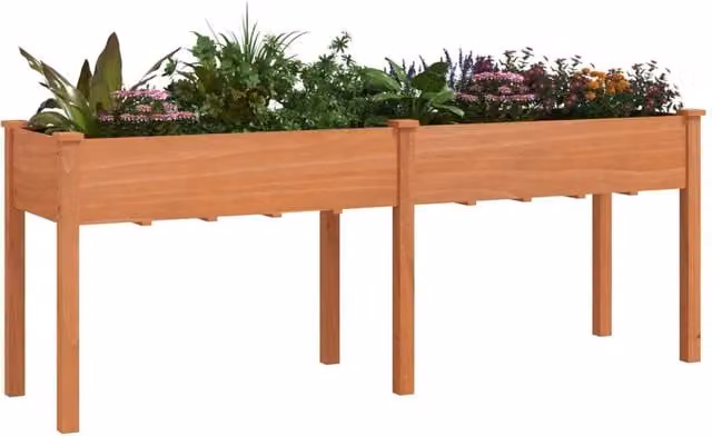 Berkfield Home Brown Solid Wood Fir Planter with Liner W/D/H: 203 x 53 x 76 cm