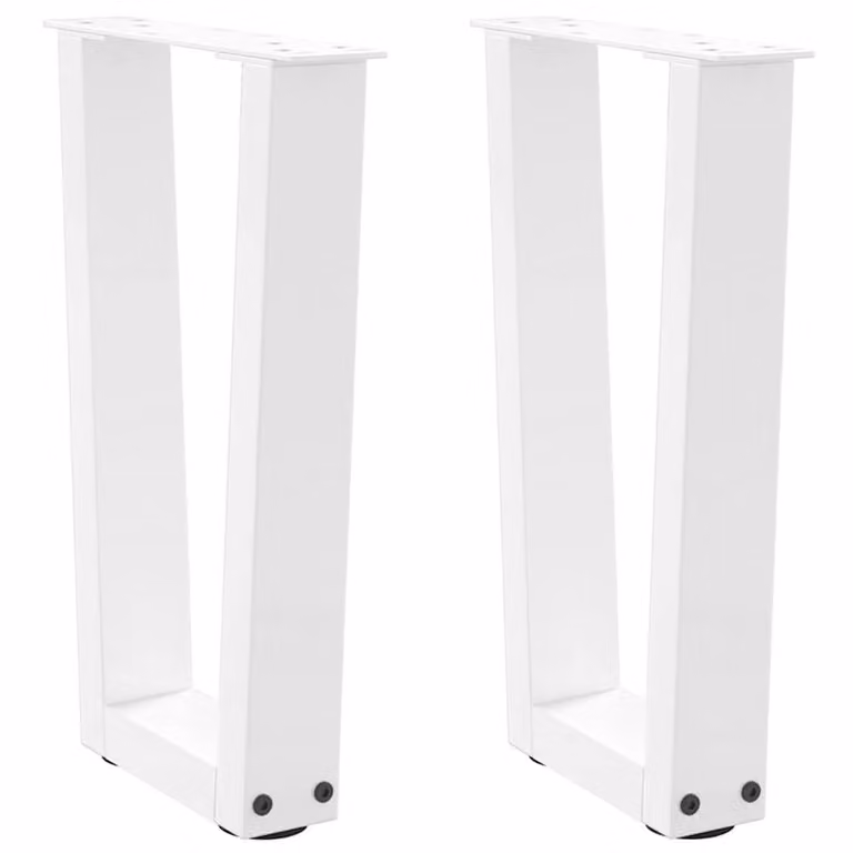 Berkfield Home V-Shape Dining Table Legs, 2 Pieces, White Steel, W: 38 cm, H: 42-43.3 cm